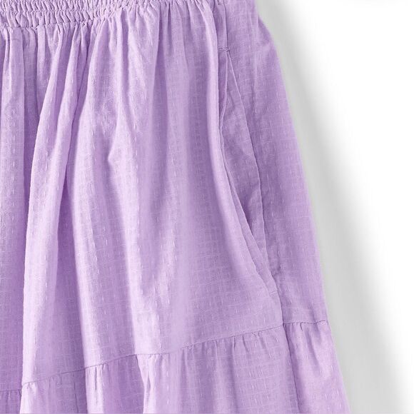 Land's End Midi Dress Smocked Dobby Puff Sleeve Navy Multi Floral Blooms Medium - Picture 5 of 8